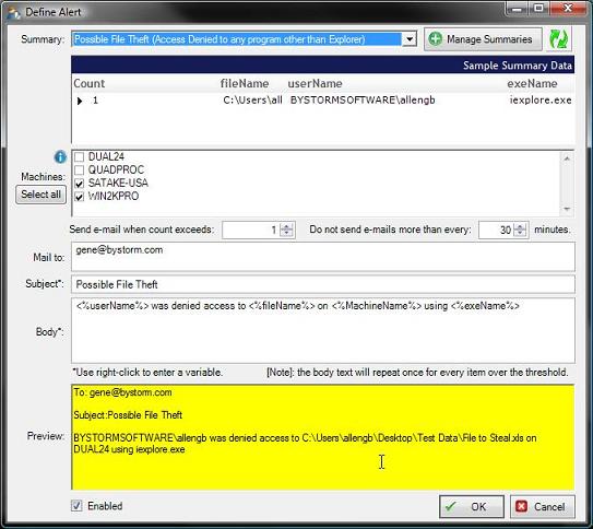 Setting Up a File Theft Alert in FileSure